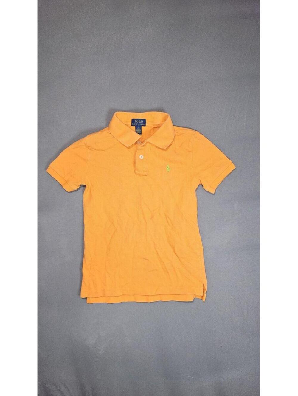 Polo Ralph Lauren Orange Shirt Kids Size 7 Small Stain Casual Tee
